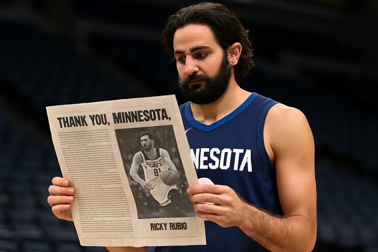 Ricky Rubio’s Emotional Farewell: Timberwolves Hero Stuns Minnesota with Heartfelt Newspaper Tribute